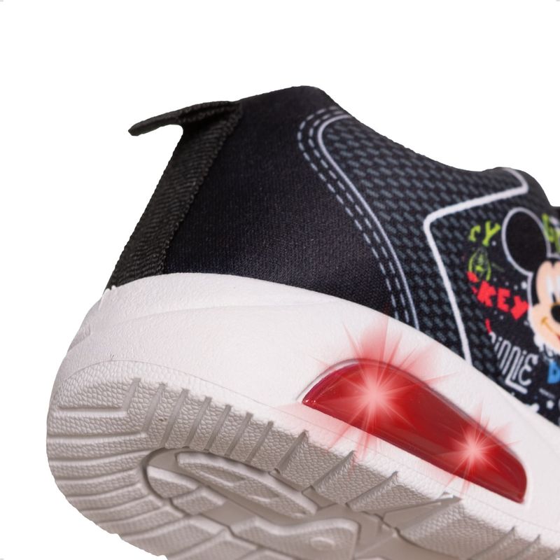 Zapatillas Footy Mickey Vlc C/ Luz Jr Niño Casual Velcro Ngr