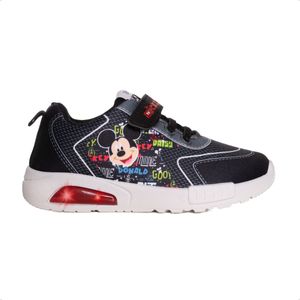 Zapatillas Footy Mickey Vlc C/ Luz Jr Niño Casual Velcro Ngr