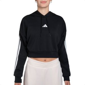 Buzo Crop Adidas 3s Ft Cro Hd C/ Capucha Wns Mujer Training Ngr