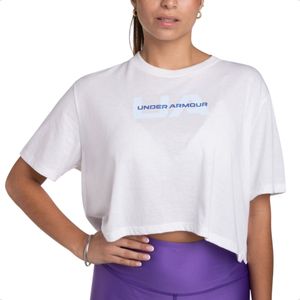 Remera Crop Under Armour Boxy Brnad Ss Arg Wns Bco